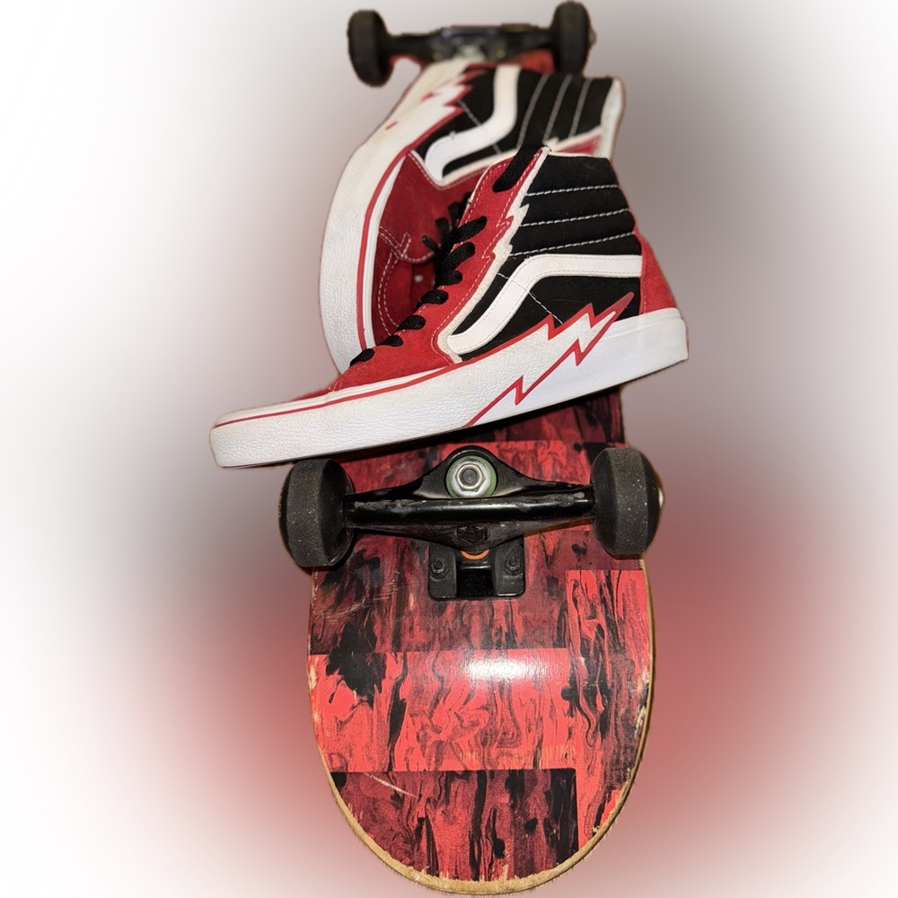 Vans Red and Black High-Top Sneakers